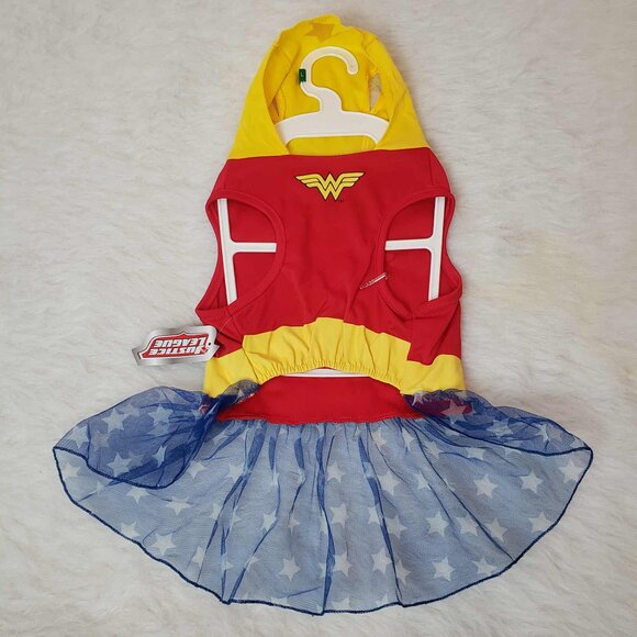 Justice Leage DC Large 🔴 WONDER WOMAN 🔴 Pet Dog Hooded Dress Halloween Costume - Picture 6 of 15